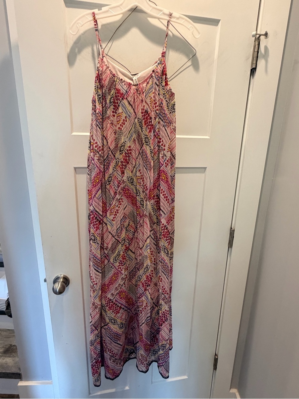 MAGIC Multicolor Abstract Geometric Spaghetti Strap Maxi Dress M